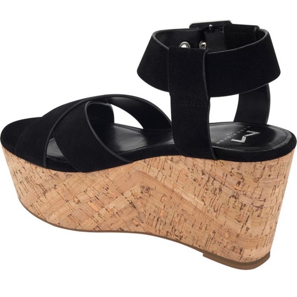 MARC FISHER LTD Cacie Platform Sandal In Black Suede 9 - Picture 3 of 13